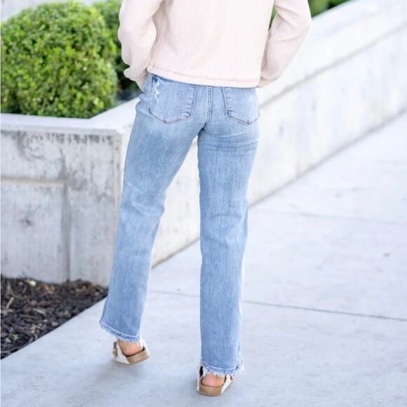 Judy Blue Parkersburg Mid Rise Dad Straight Jeans Size 16 W Stretchy Casual Boho - Picture 2 of 11
